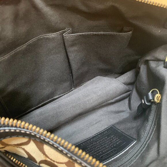 COACH Legacy Turnlock Khaki/Black Shoulder Bag Signature Hobo F12869 - Picture 10 of 14